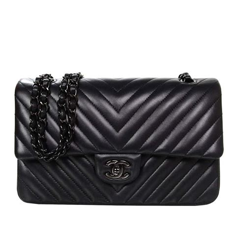 Chanel So Black Classic Double Flap Chevron 